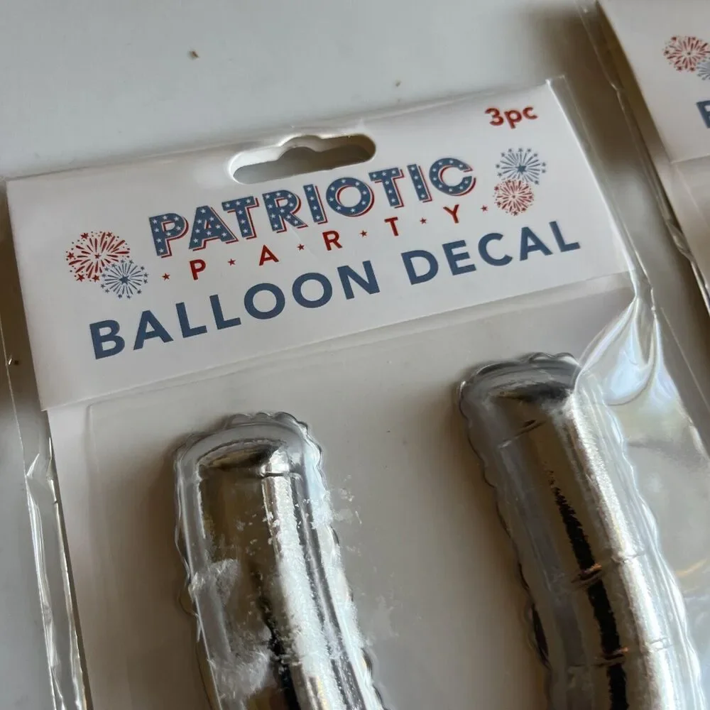 2 USA Balloon Decal silver Team USA Letters Pack Patriotic Party 4th Soccer